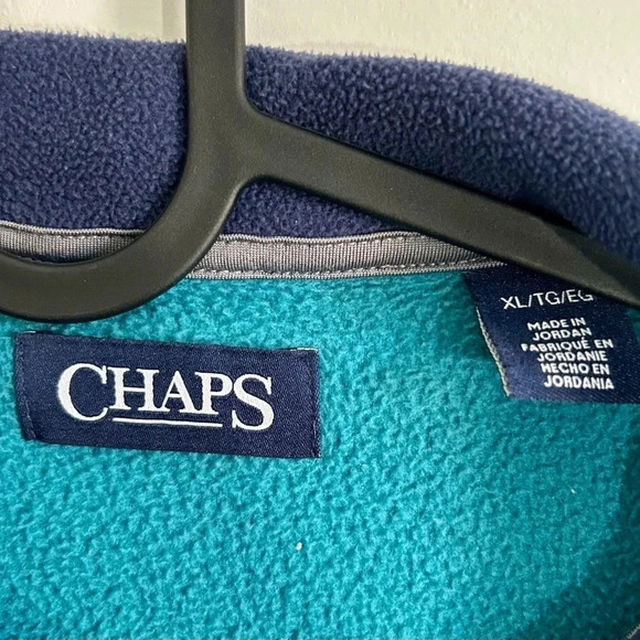 Mens Chaps Teal Blue Quarter Zip Sweater Size XL - Picture 3 of 3